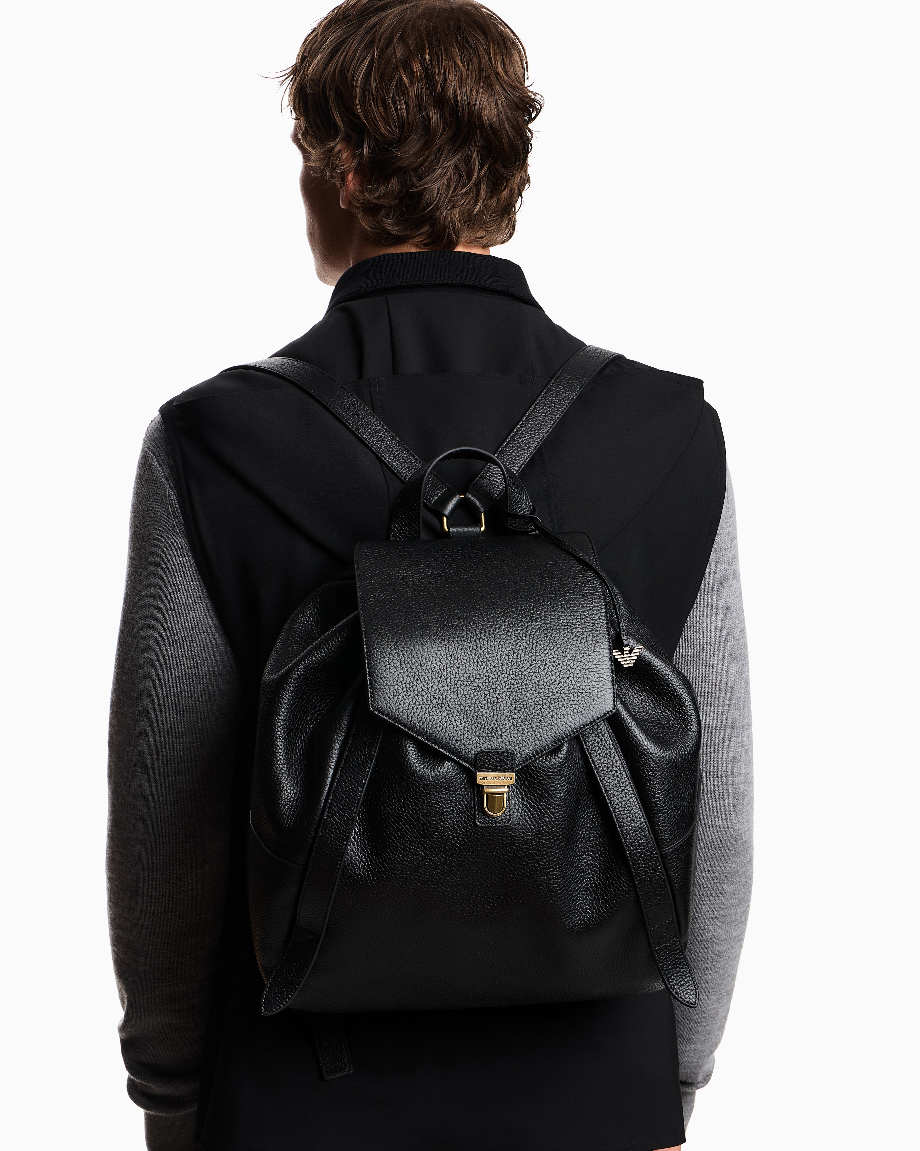Emporio Armani Icon pebbled leather backpack