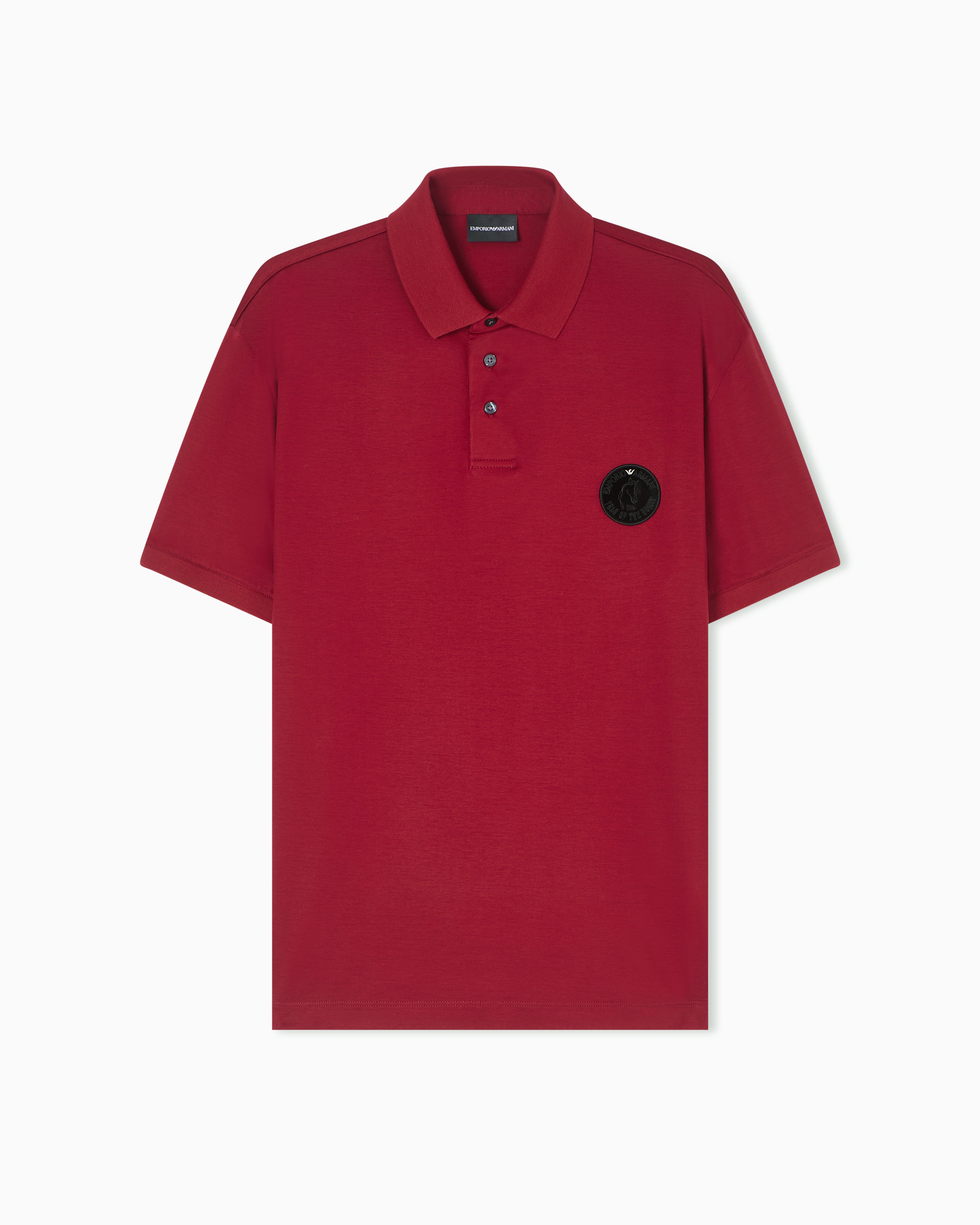 Emporio Armani Lunar New Year Lyocell-blend jersey polo shirt with patch