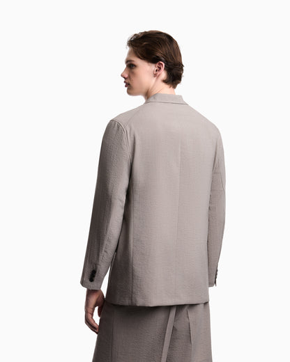 Emporio Armani Single-breasted jacket in technical seersucker fabric