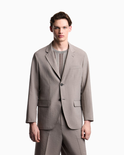 Emporio Armani Single-breasted jacket in technical seersucker fabric