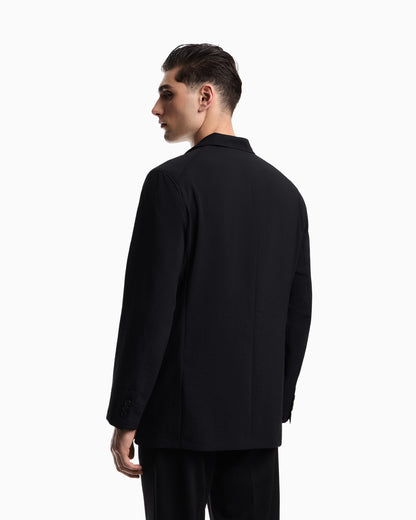 Emporio Armani Single-breasted jacket in technical seersucker fabric