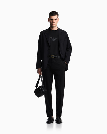 Emporio Armani Single-breasted jacket in technical seersucker fabric