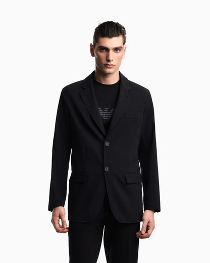 Emporio Armani Single-breasted jacket in technical seersucker fabric