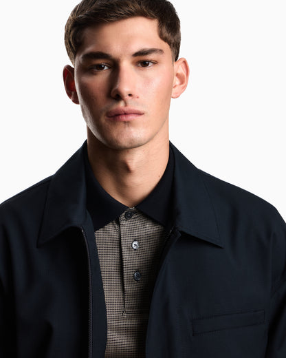 Emporio Armani Lyocell-blend jersey polo shirt with all-over micro-pattern print