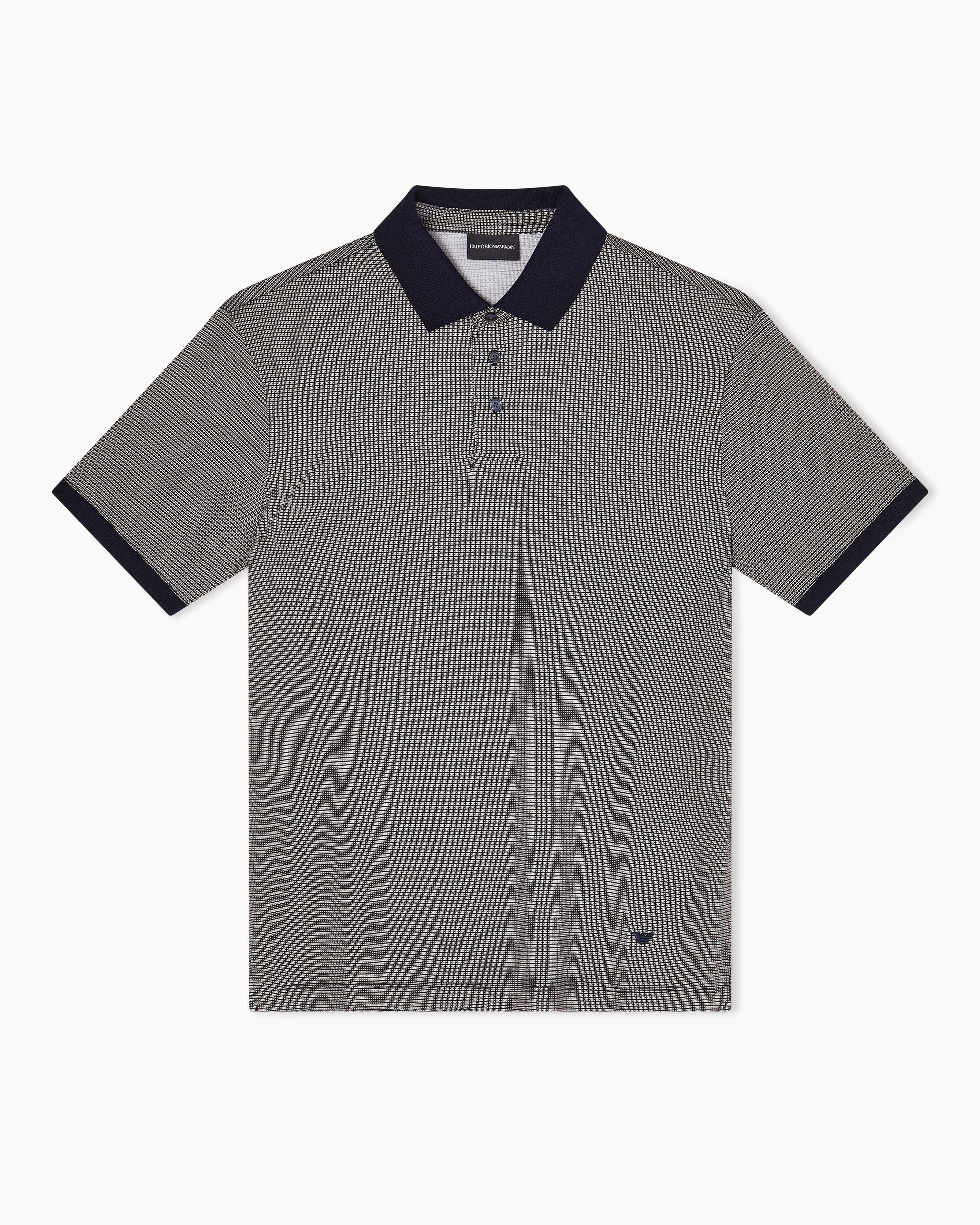 Emporio Armani Lyocell-blend jersey polo shirt with all-over micro-pattern print