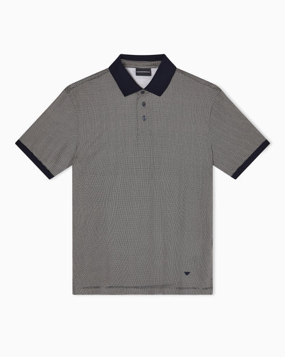 Emporio Armani Lyocell-blend jersey polo shirt with all-over micro-pattern print