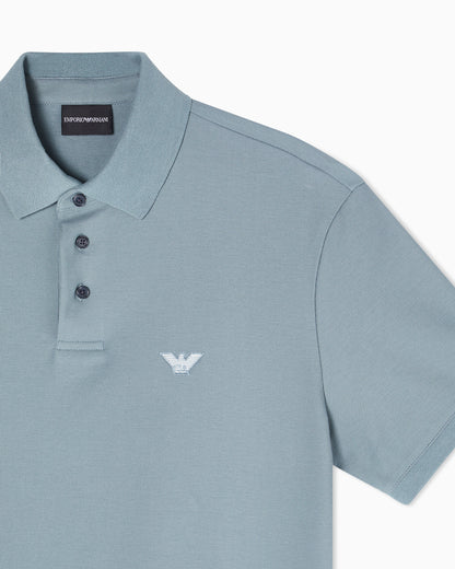 Emporio Armani Piqué polo shirt with embroidered eagle