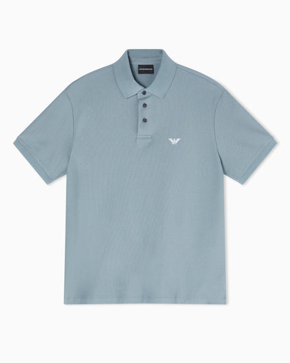 Emporio Armani Piqué polo shirt with embroidered eagle