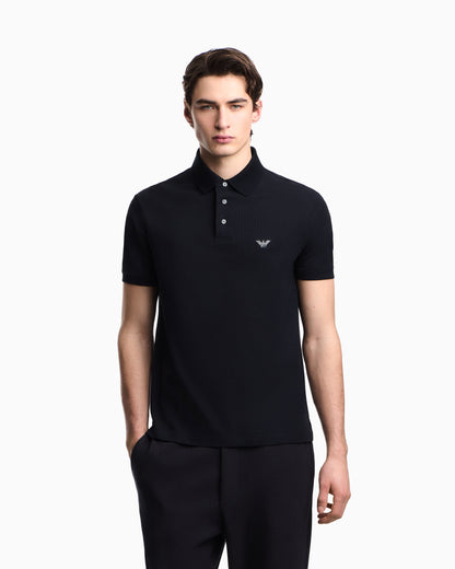 Emporio Armani Piqué polo shirt with embroidered eagle