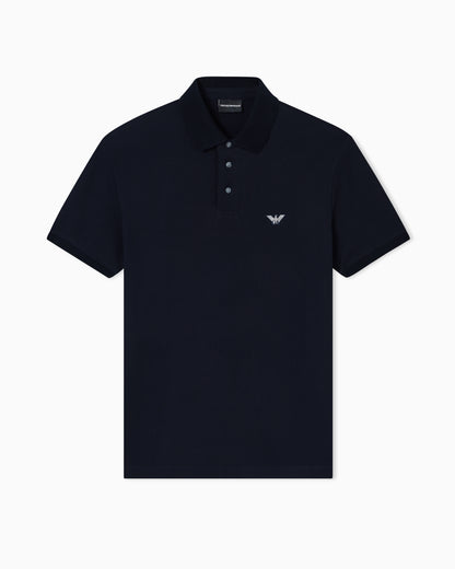 Emporio Armani Piqué polo shirt with embroidered eagle