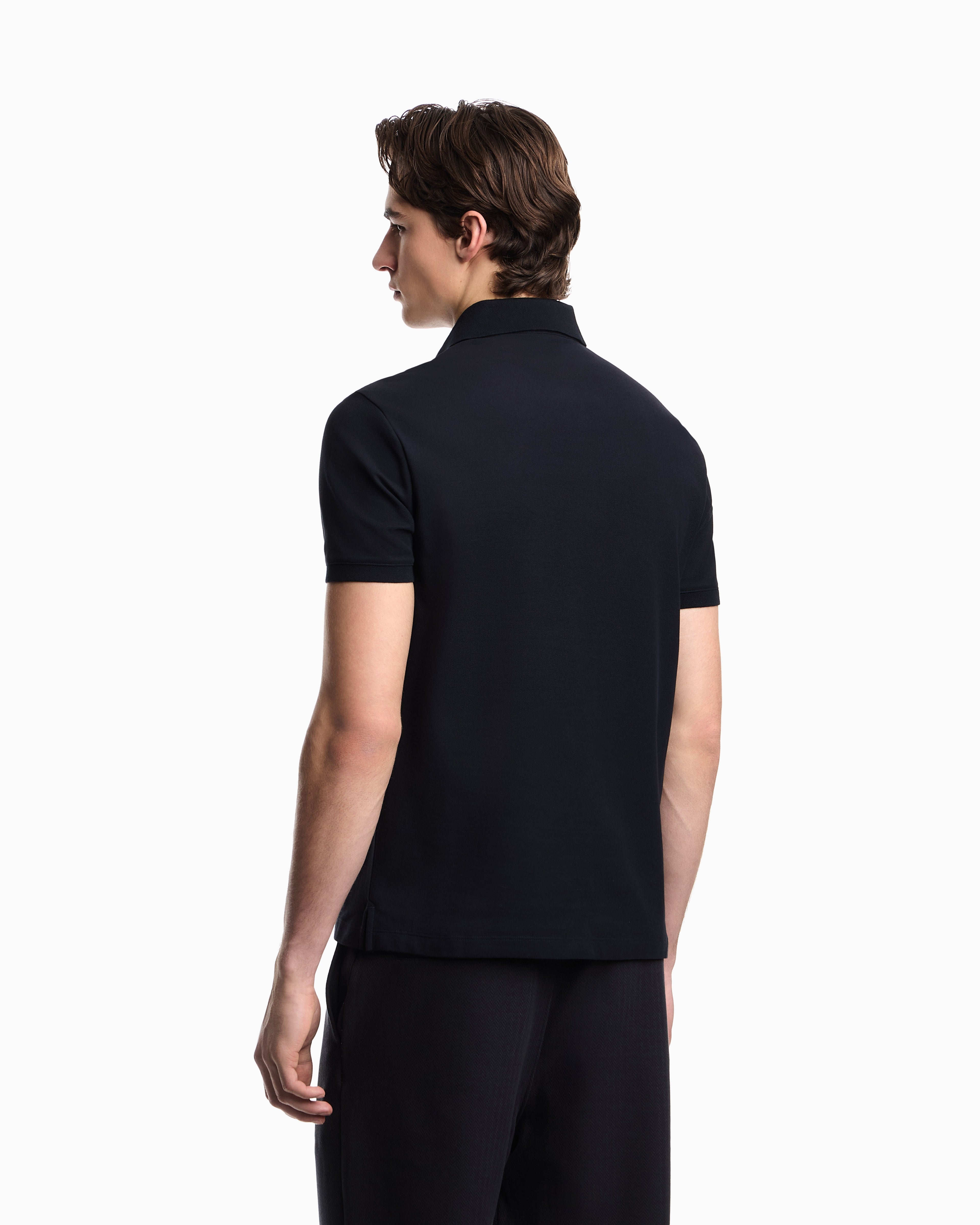 Emporio Armani Piqué polo shirt with embroidered eagle
