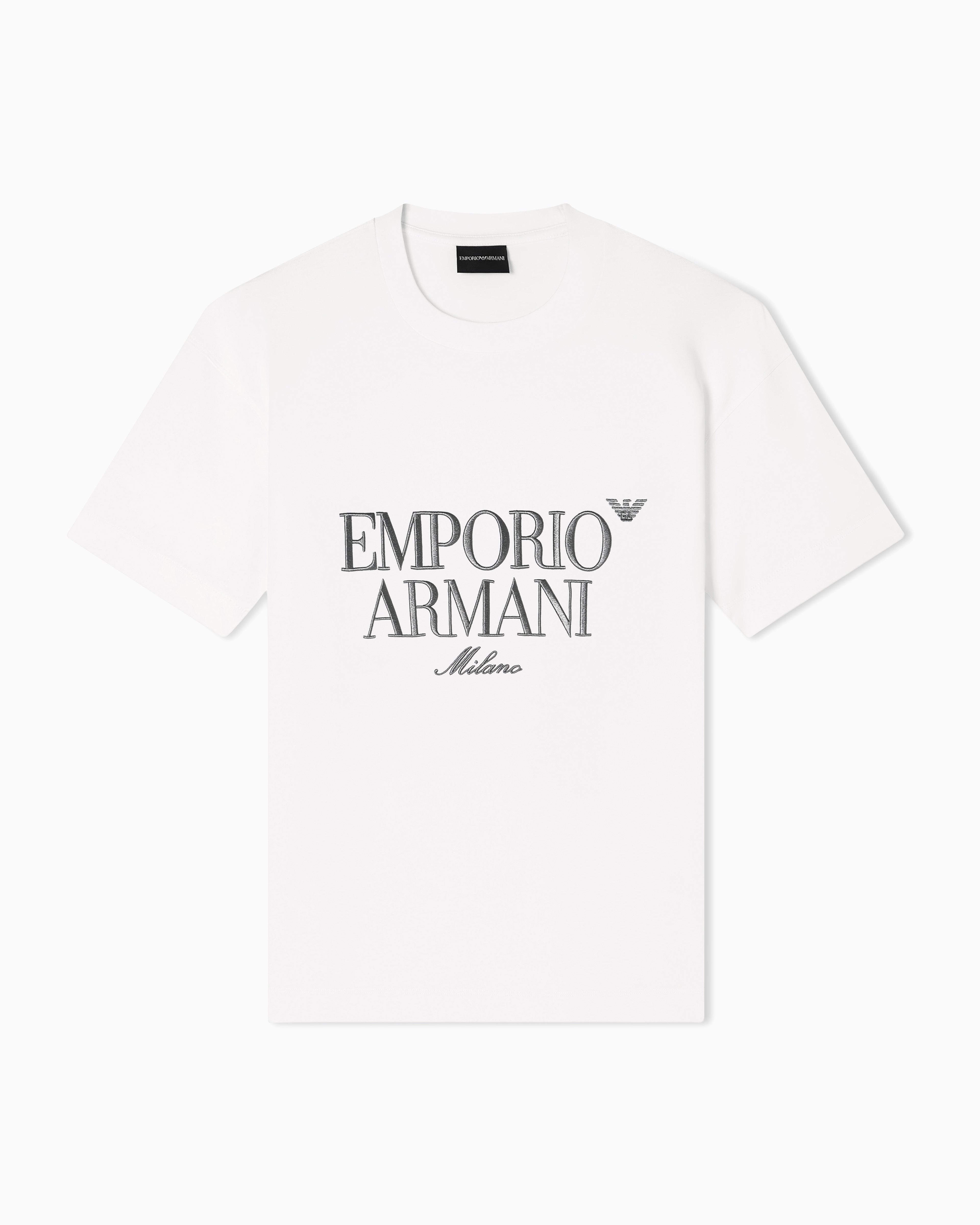 Emporio Armani Heavy jersey T-shirt with embossed logo embroidery