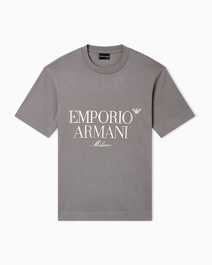 Emporio Armani Heavy jersey T-shirt with embossed logo embroidery