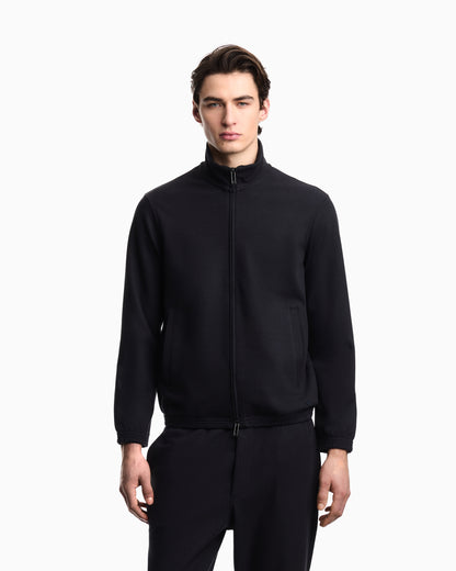 Emporio Armani Full-zip sweatshirt in a Lyocell-blend jacquard interlock jersey