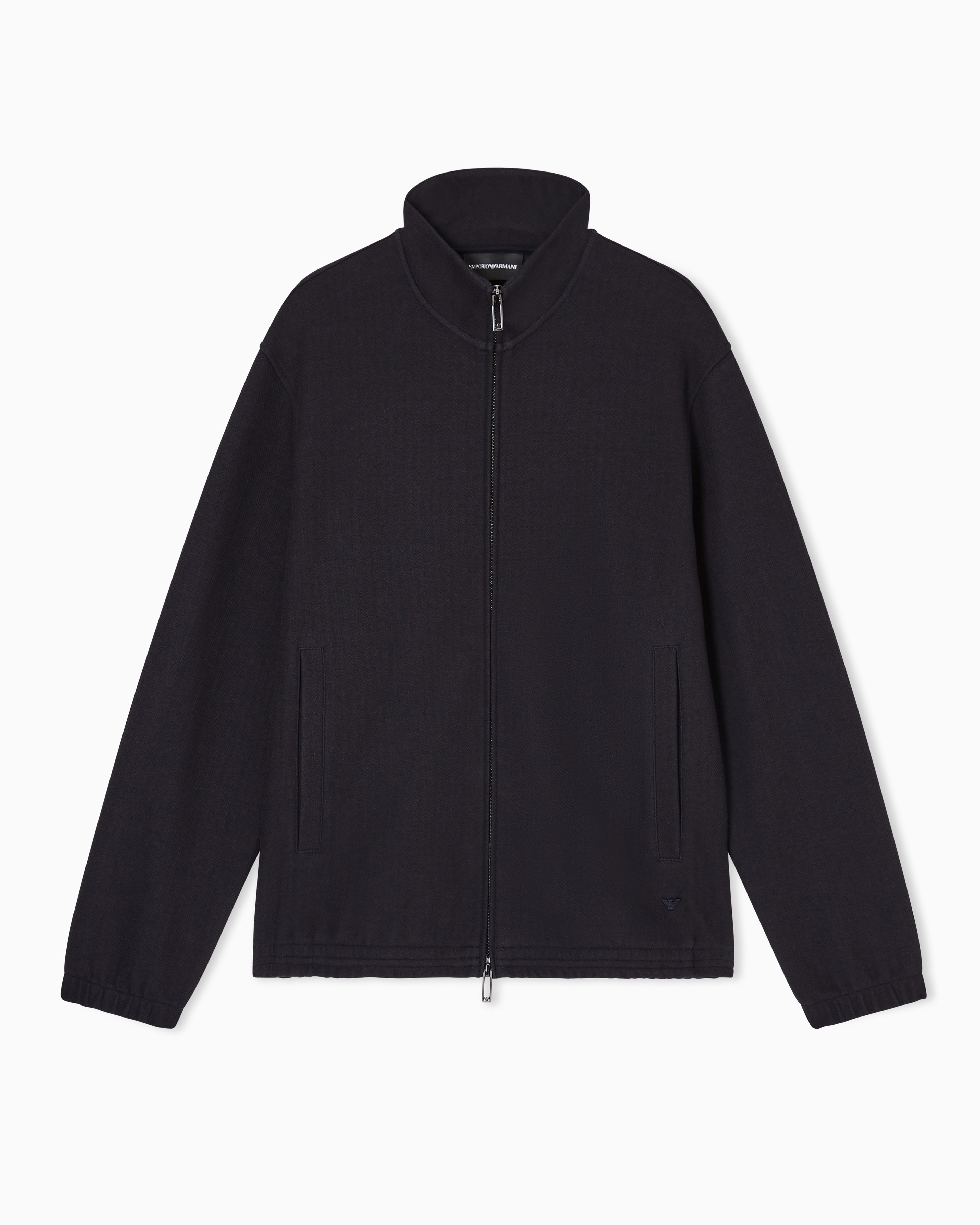 Emporio Armani Full-zip sweatshirt in a Lyocell-blend jacquard interlock jersey