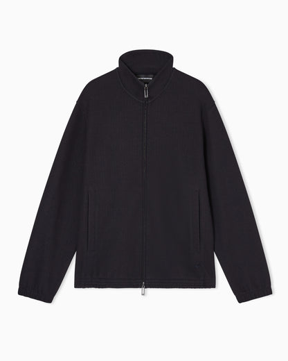 Emporio Armani Full-zip sweatshirt in a Lyocell-blend jacquard interlock jersey