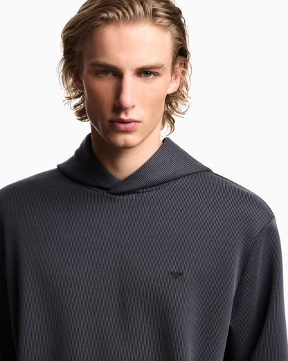 Emporio Armani Hooded sweatshirt in plated-effect canneté