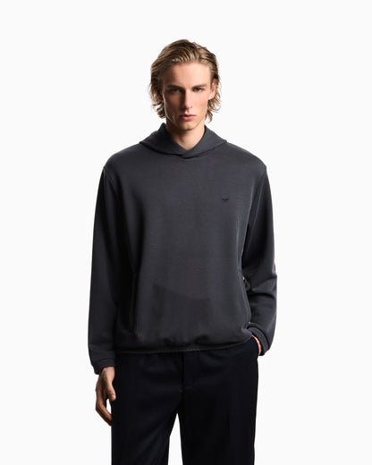 Emporio Armani Hooded sweatshirt in plated-effect canneté