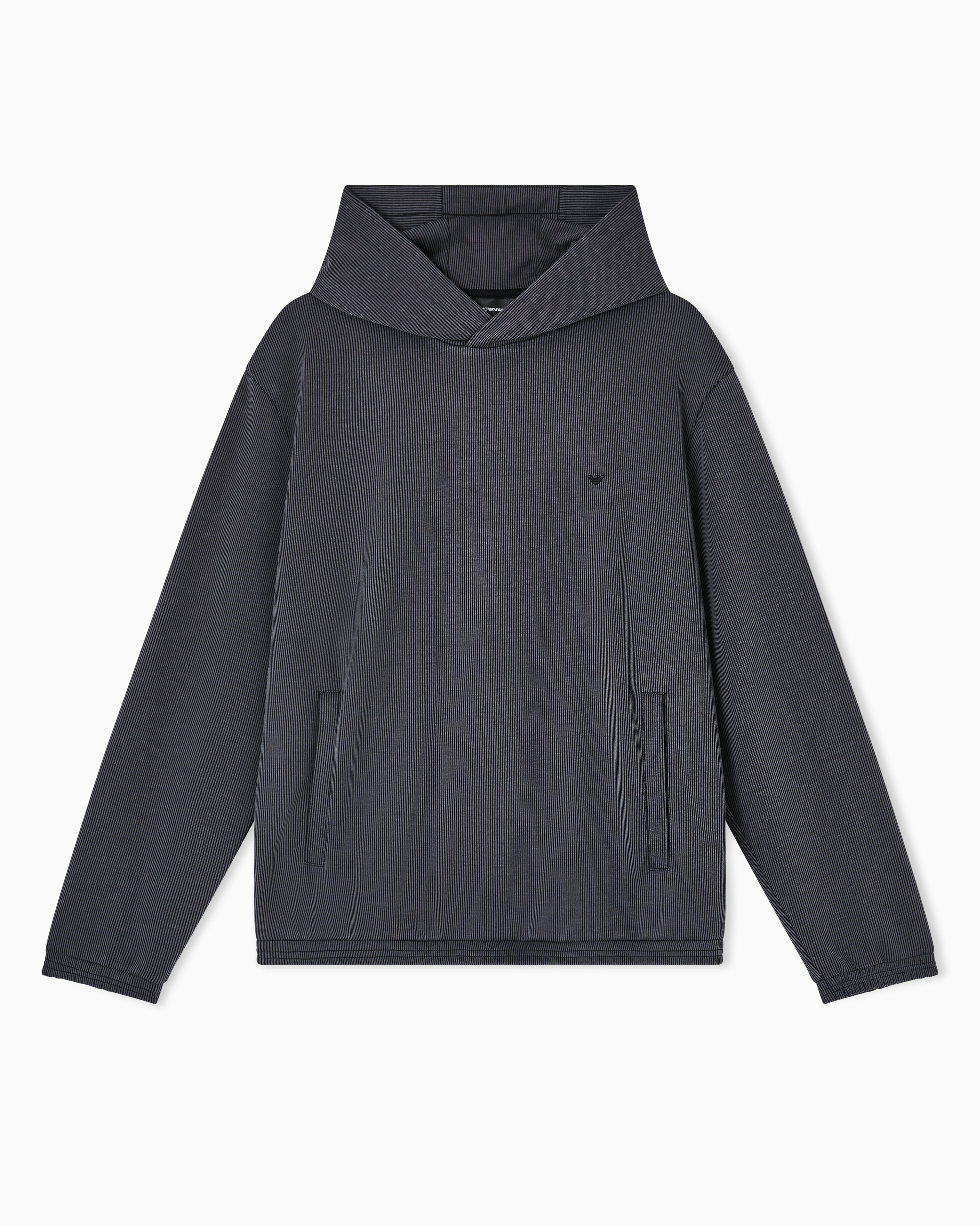 Emporio Armani Hooded sweatshirt in plated-effect canneté