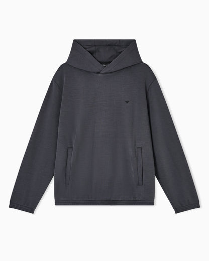 Emporio Armani Hooded sweatshirt in plated-effect canneté