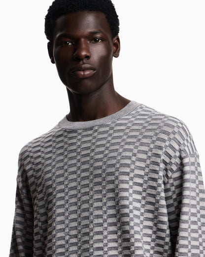 Emporio Armani Op-art textured virgin wool jumper