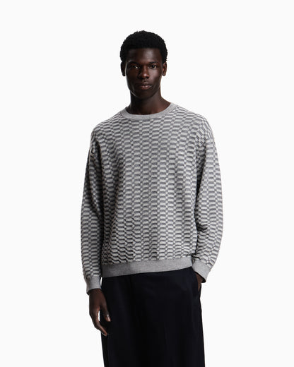 Emporio Armani Op-art textured virgin wool jumper