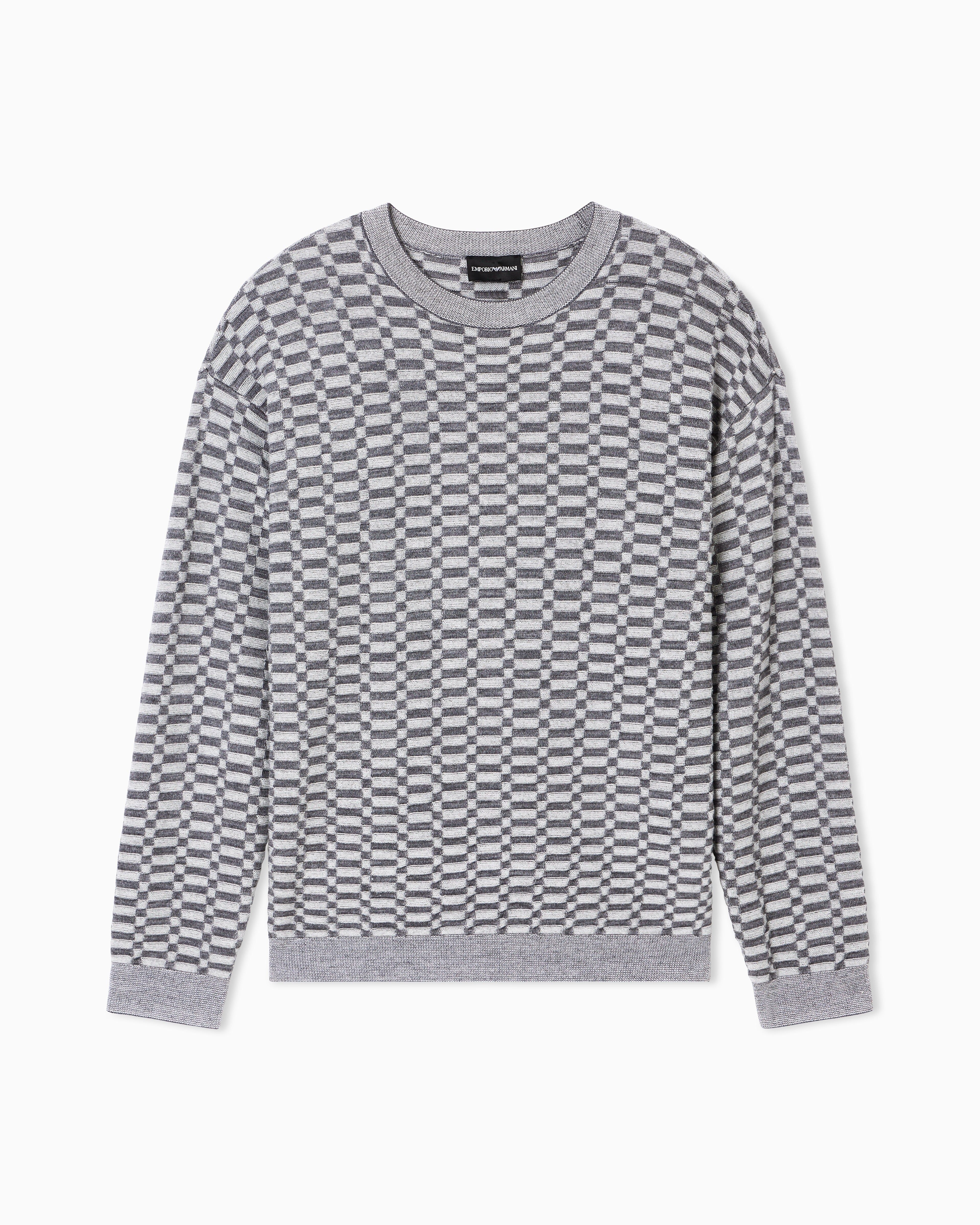 Emporio Armani Op-art textured virgin wool jumper