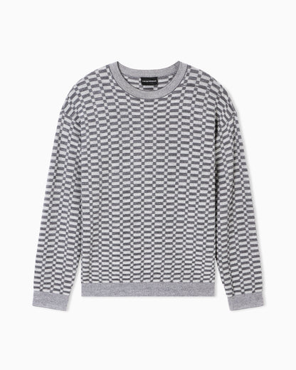 Emporio Armani Op-art textured virgin wool jumper