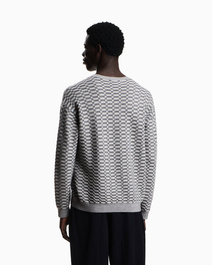 Emporio Armani Op-art textured virgin wool jumper