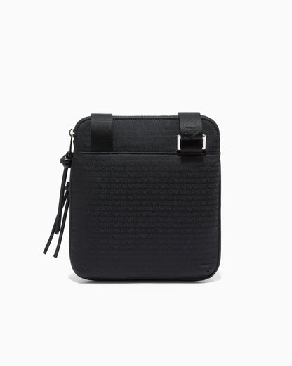 Emporio Armani Nylon flat shoulder bag with monogram lettering