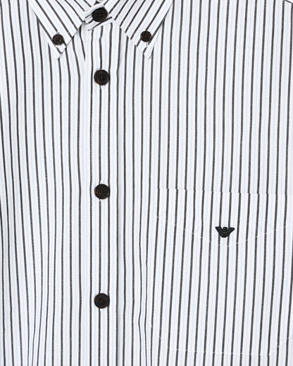 Emporio Armani Striped yarn-dyed fabric button-down shirt