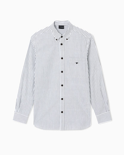 Emporio Armani Striped yarn-dyed fabric button-down shirt