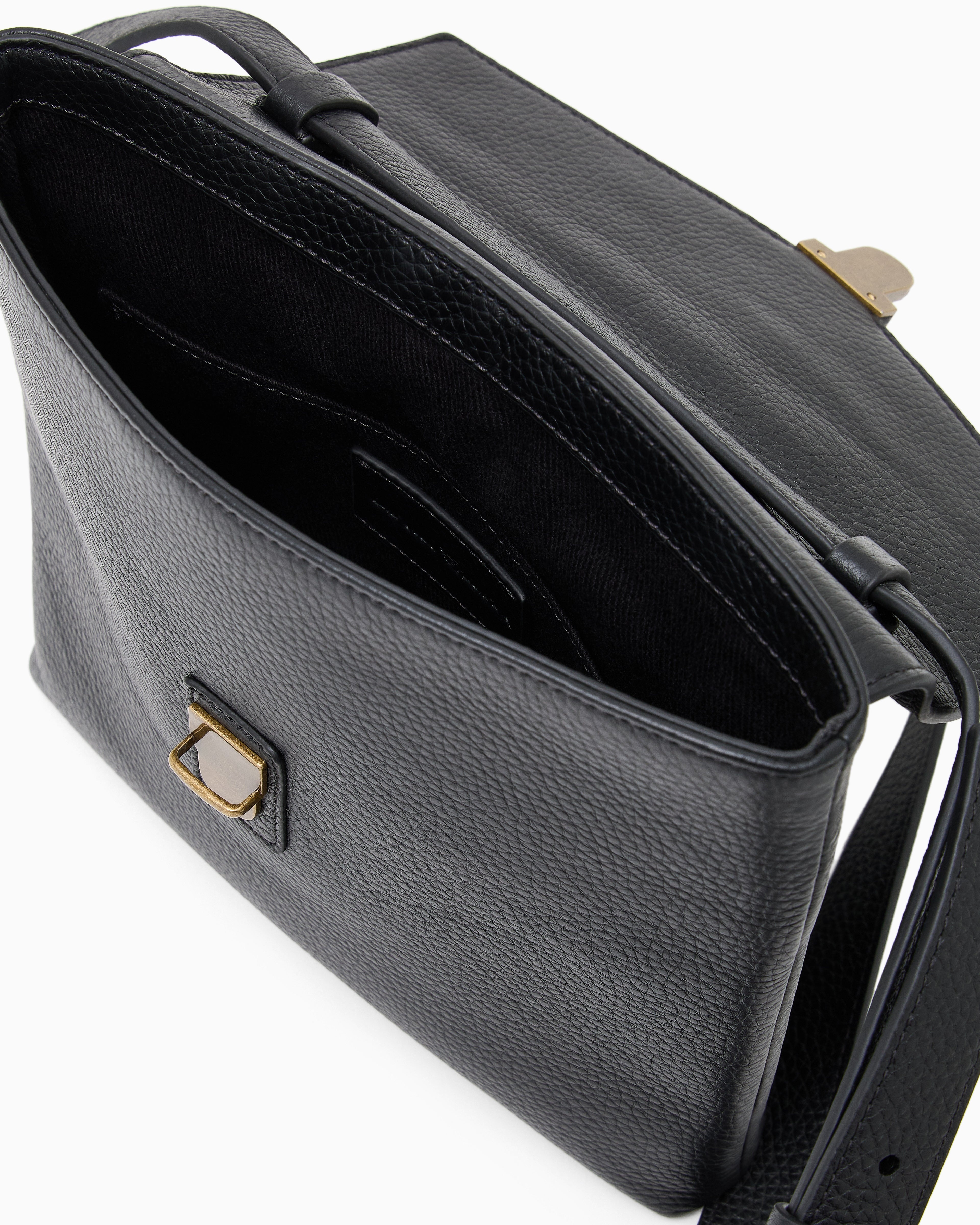 Emporio Armani Icon pebbled leather flat shoulder bag
