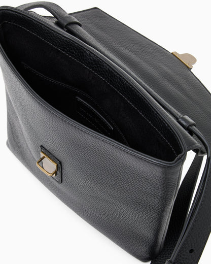 Emporio Armani Icon pebbled leather flat shoulder bag