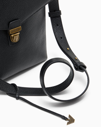 Emporio Armani Icon pebbled leather flat shoulder bag