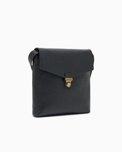 Emporio Armani Icon pebbled leather flat shoulder bag