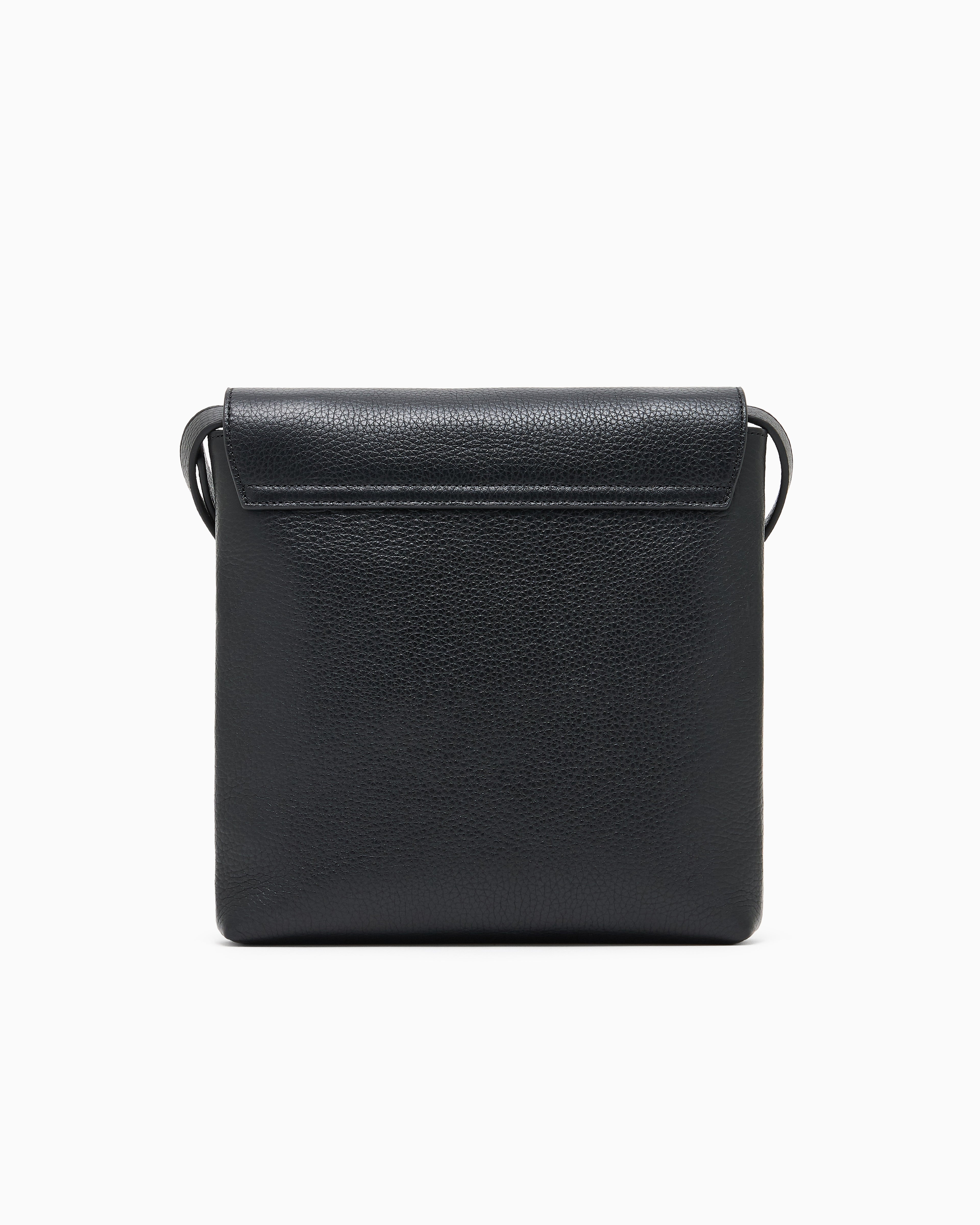 Emporio Armani Icon pebbled leather flat shoulder bag