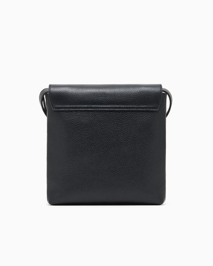 Emporio Armani Icon pebbled leather flat shoulder bag