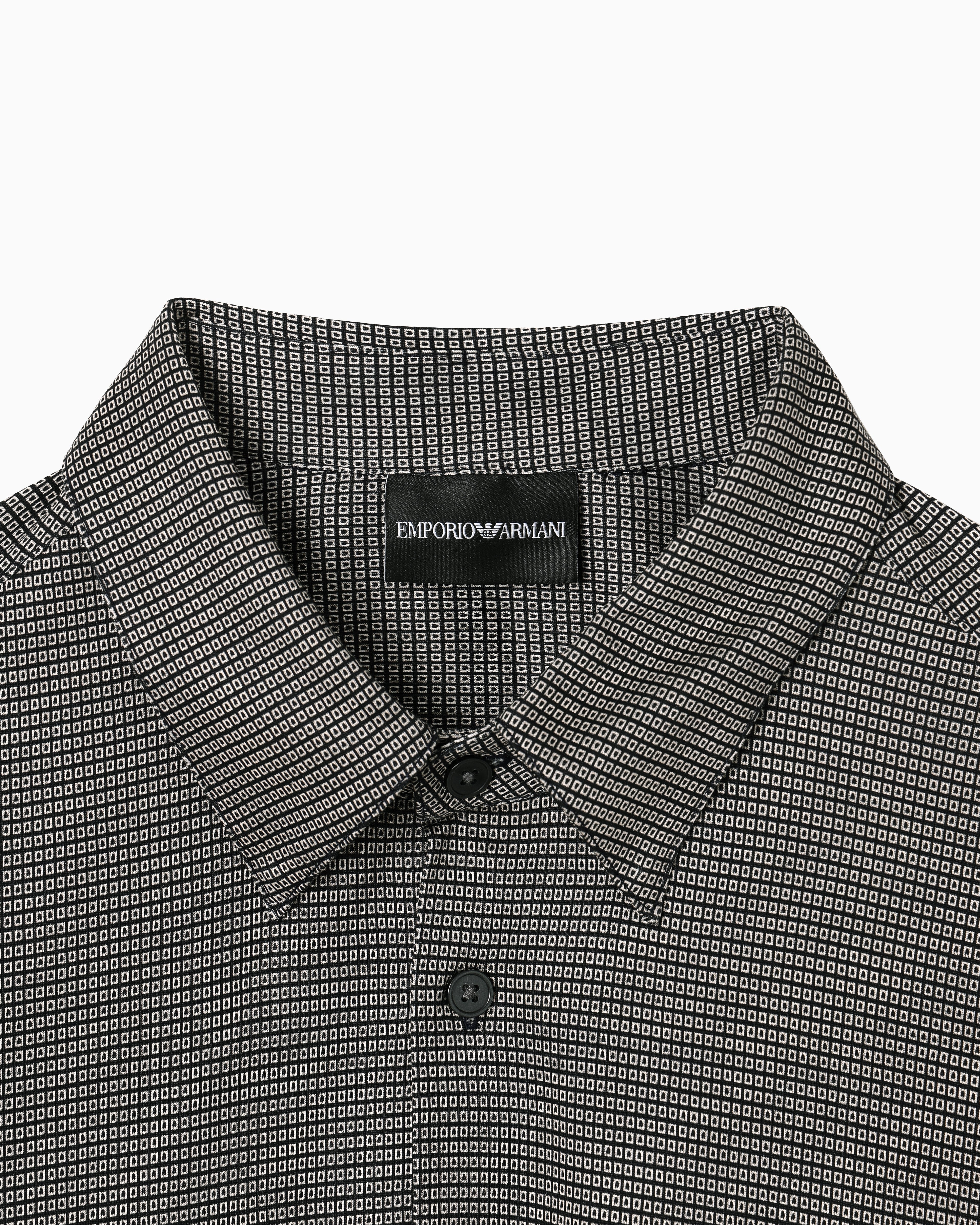 Emporio Armani Lyocell-blend jersey shirt with all-over micro-pattern print