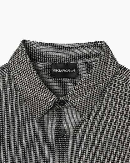 Emporio Armani Lyocell-blend jersey shirt with all-over micro-pattern print