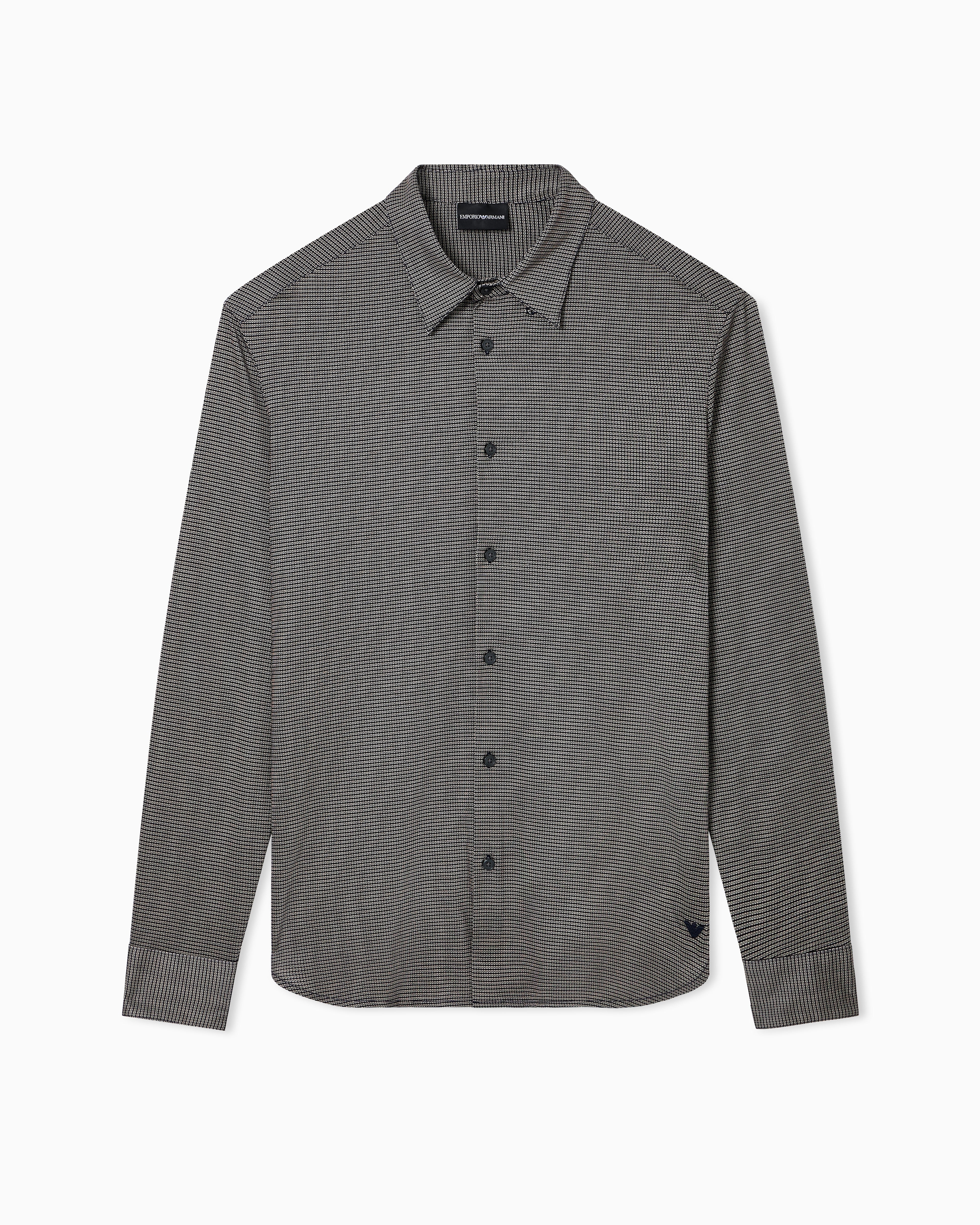 Emporio Armani Lyocell-blend jersey shirt with all-over micro-pattern print