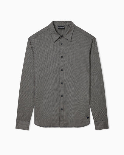 Emporio Armani Lyocell-blend jersey shirt with all-over micro-pattern print