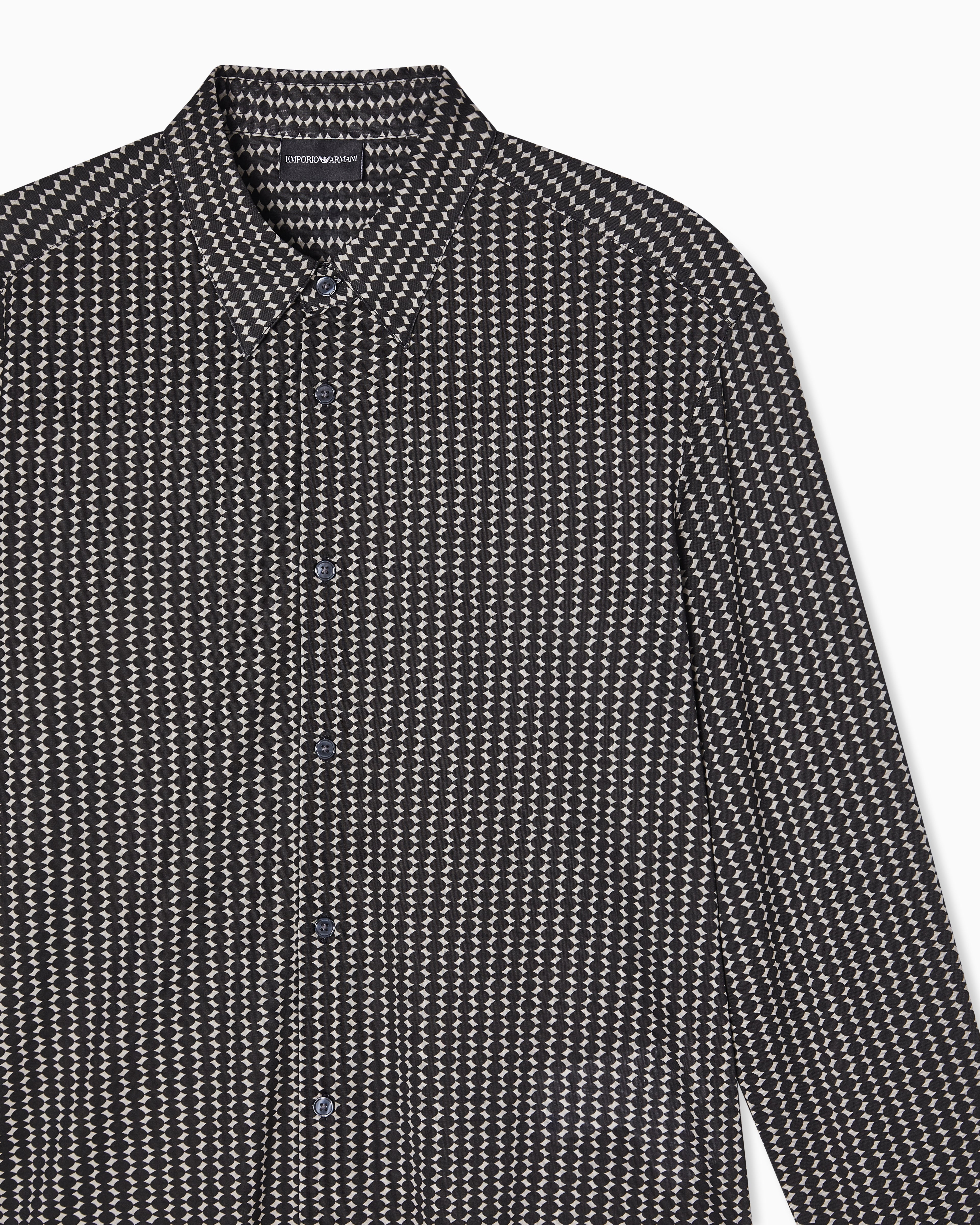 Emporio Armani Lyocell-blend jersey shirt with all-over micro-pattern print