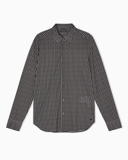 Emporio Armani Lyocell-blend jersey shirt with all-over micro-pattern print