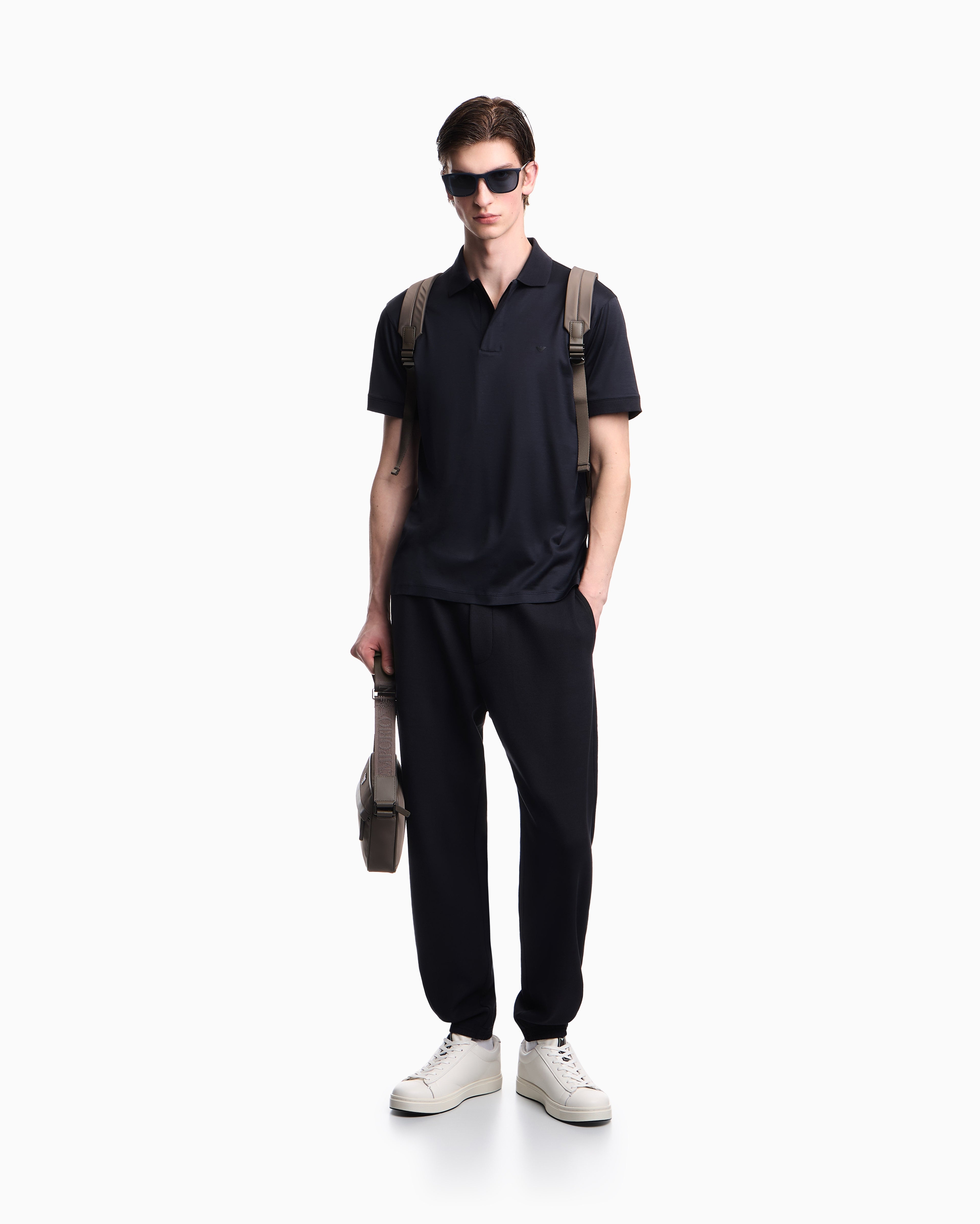 Emporio Armani Travel Essential Lyocell-blend jersey polo shirt
