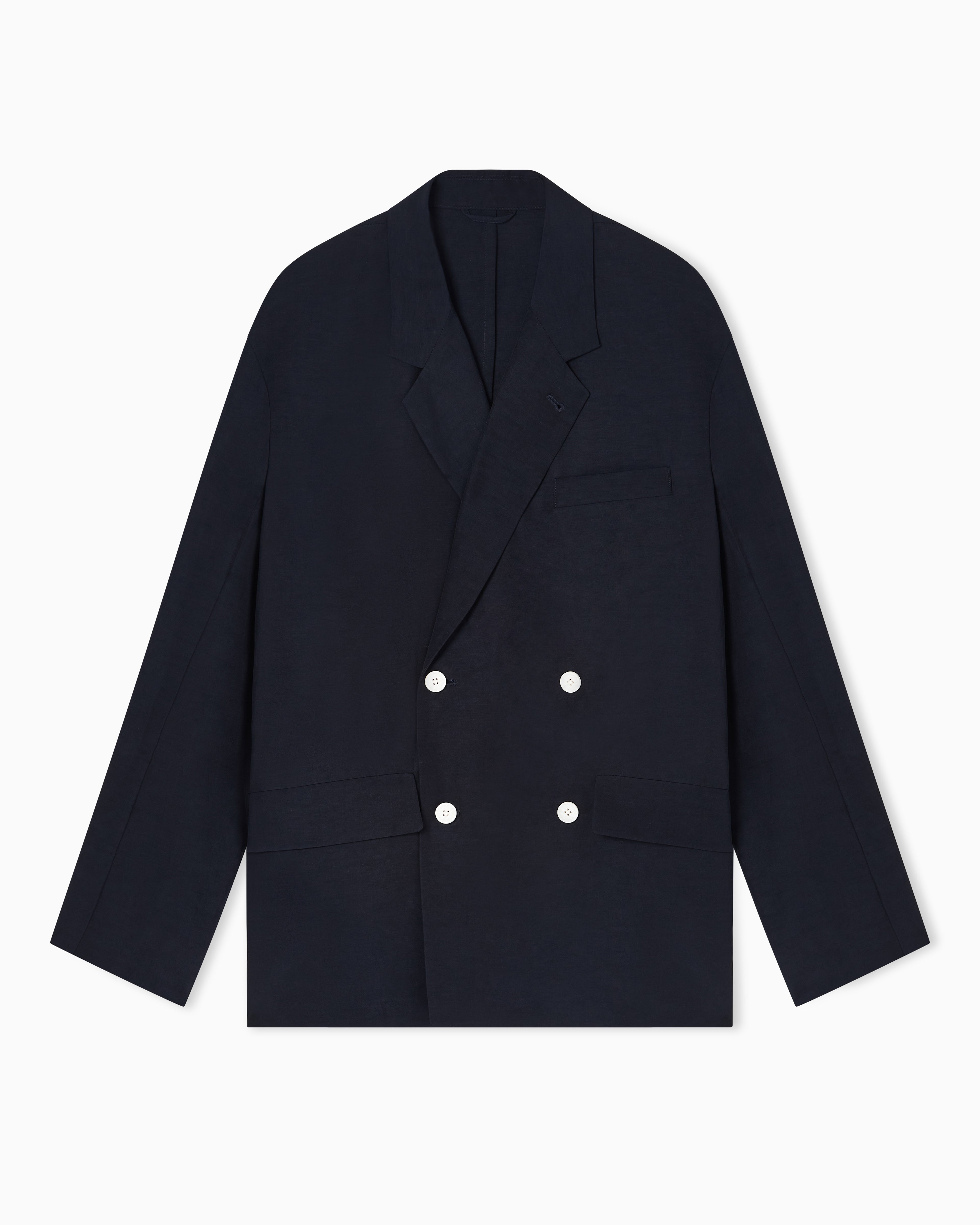 Emporio Armani Linen-blend double-breasted jacket