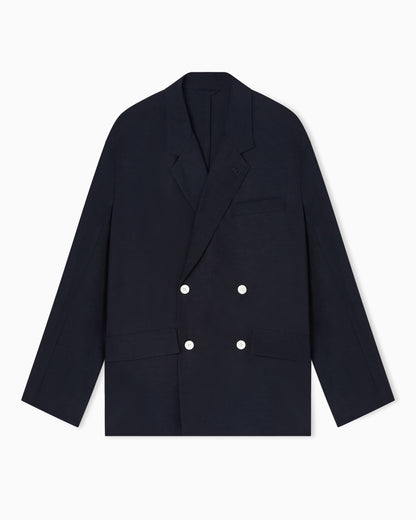 Emporio Armani Linen-blend double-breasted jacket