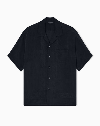 Emporio Armani Short-sleeved shirt in cupro blend jacquard with paisley pattern