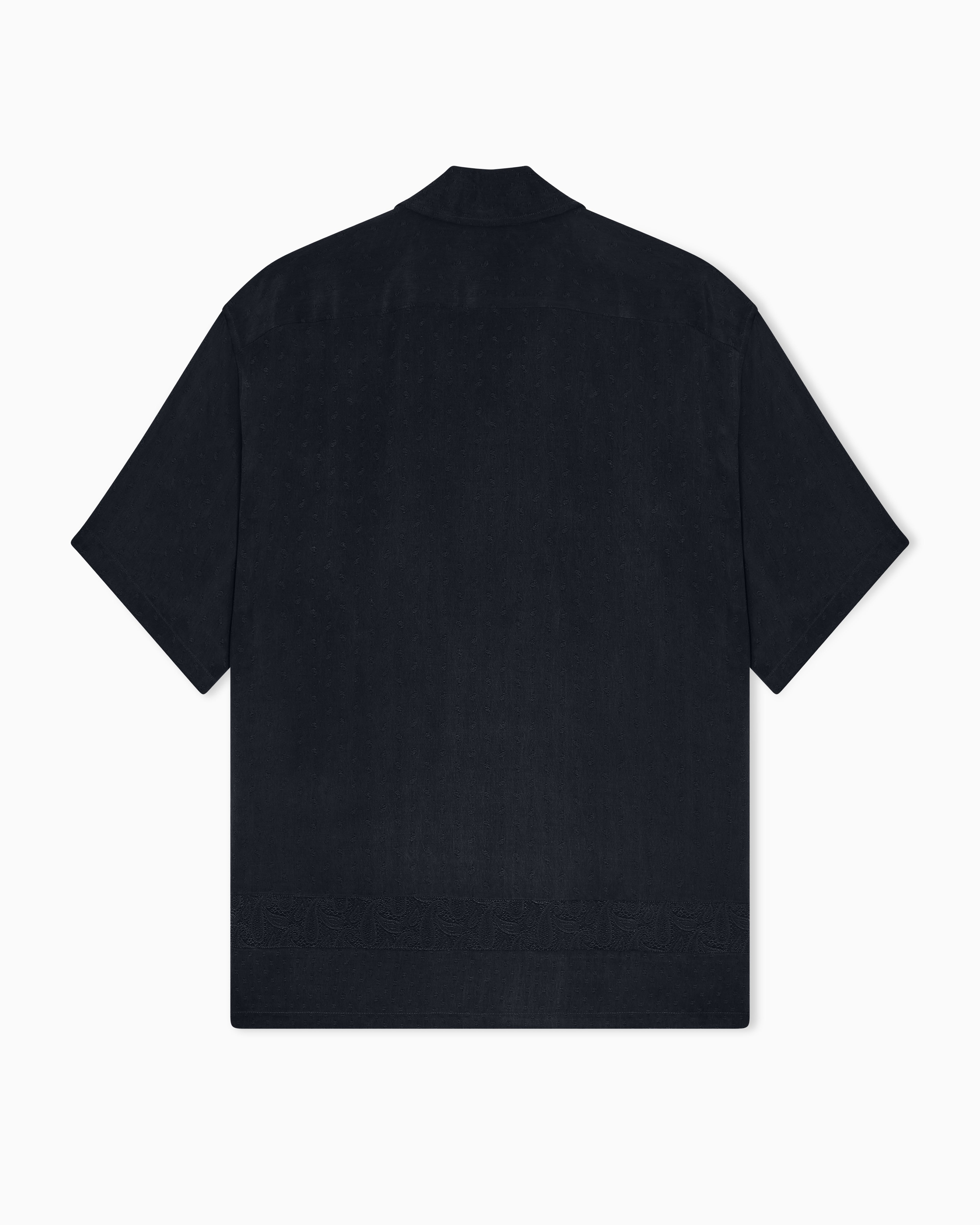 Emporio Armani Short-sleeved shirt in cupro blend jacquard with paisley pattern