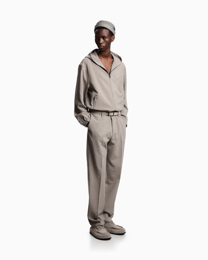 Emporio Armani Technical-seersucker fabric hooded blouson